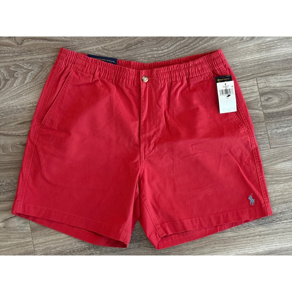 Polo Ralph Lauren Mens Red Stretch Classic Fit Elastic Waist Shorts Large NWT
